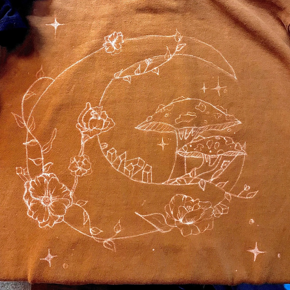 L brown Hand bleached design hoodie